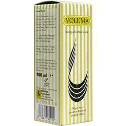 Eine gelb-weiß gestreifte Box mit Volumen-Haarwasser.