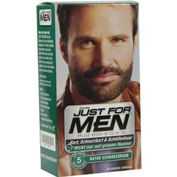 Verpackung von "Just For Men"-Färbegel für Bart und Schnurrbart in Natur Schwarzbraun.