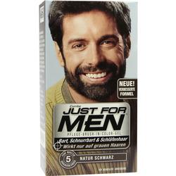 Ein lächelnder Mann ist auf der Verpackung von Just for Men Haarfärbemittel abgebildet.