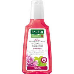 Eine Flasche Malven-Volumen-Shampoo von Rausch für feines Haar.