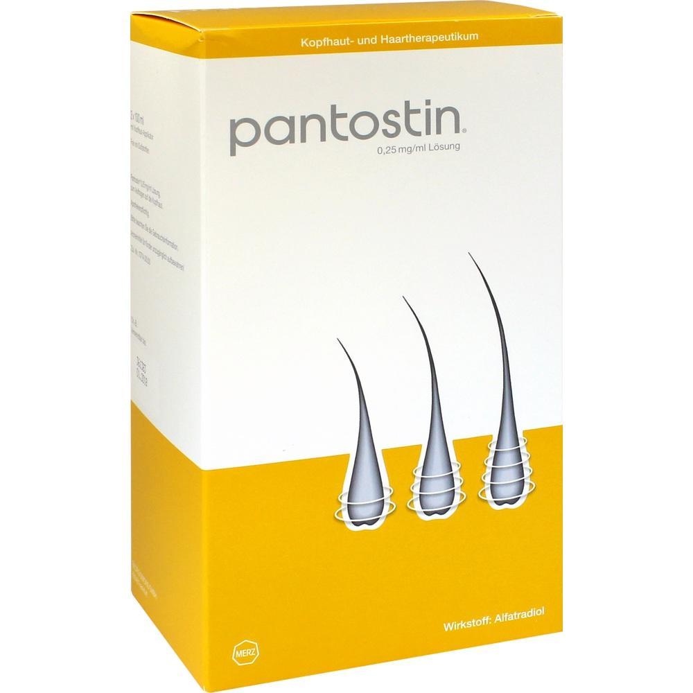 Gelbe und weiße Verpackung eines Haarproduktes mit drei Haarfollikel-Abbildungen.